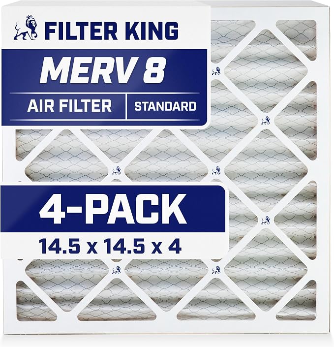 Filter King 14.5x14.5x4 Air Filter | 4-PACK | MERV 8 HVAC Pleated A/C Furnace