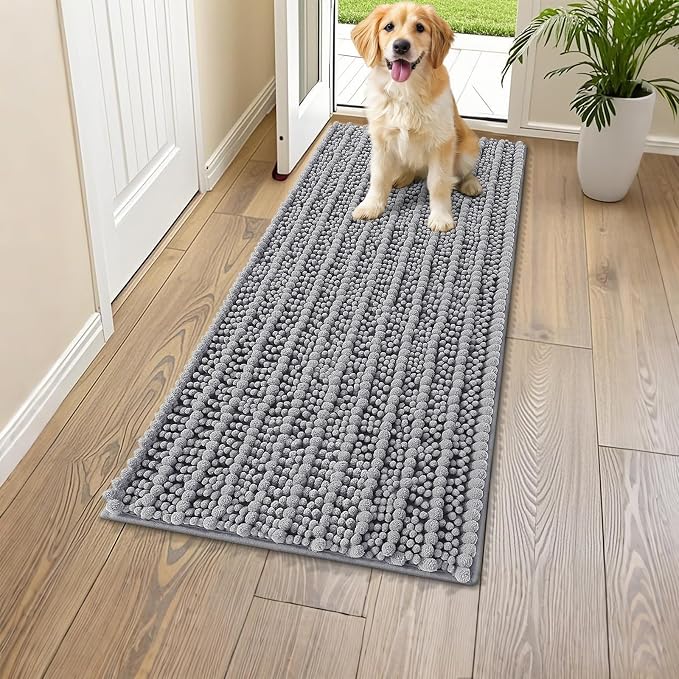 Smiry Dog Door Mat for Muddy Paws 44x24, Absorbent Dirt Trapper, Non-Slip