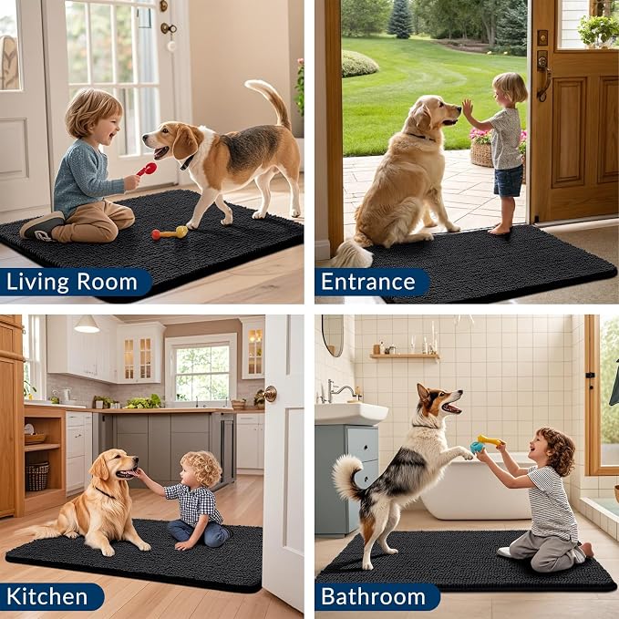 Smiry Dog Door Mat for Muddy Paws 70x24, Absorbent Dirt Trapper, Non-Slip