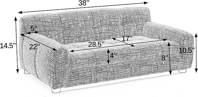 Human Dog Bed with Armrests & Backrest, Cave Dog Bed for Large Dogs, Comfortable Linen Upholstery, Short Sofa Legs for Easy Access, Durable, Stylish Camas para Perros, 38"x14.5"x22" (Beige)