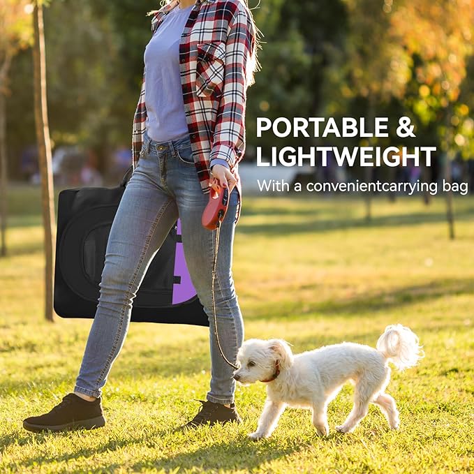 Dog Cat Playpen, Puppy Pet Playpen, Small Dogs Tent Crates Cage Indoor/Outdoor, Portable Pop Up Dog Kennel Playpen with Carrying Case for Dogs/Cats/Rabbits,Purple