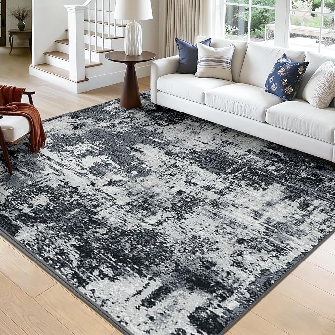 RELEANY Washable Area Rugs Square 9ft Non-Slip Modern Abstract Soft