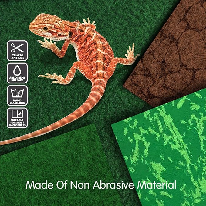 2PCS Reptile Carpet 20 Gallon, Pet Terrarium Liner, Reptiles Cage Mat/Substrate for Snakes, Chameleons, Geckos and Bearded Dragon Tank Accessories with Tweezers Feeding Tongs Desert(30*12in)
