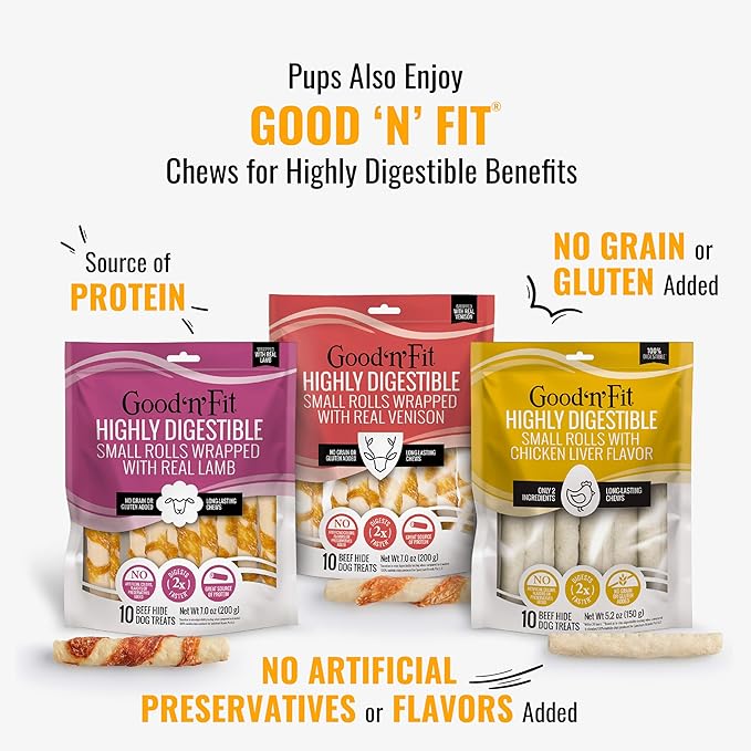 Good'N'Fun Triple Flavor Mini Rawhide Chews, 25-Count