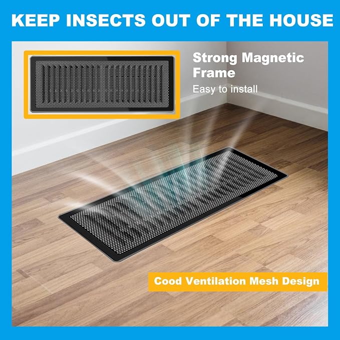 6-Pack Black Magnetic Vent Covers 4.7x10.2 Inch