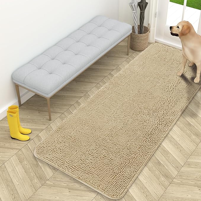 OLANLY Dog Door Mat for Muddy Paws 59x24, Absorbs Moisture and Dirt, Absorbent