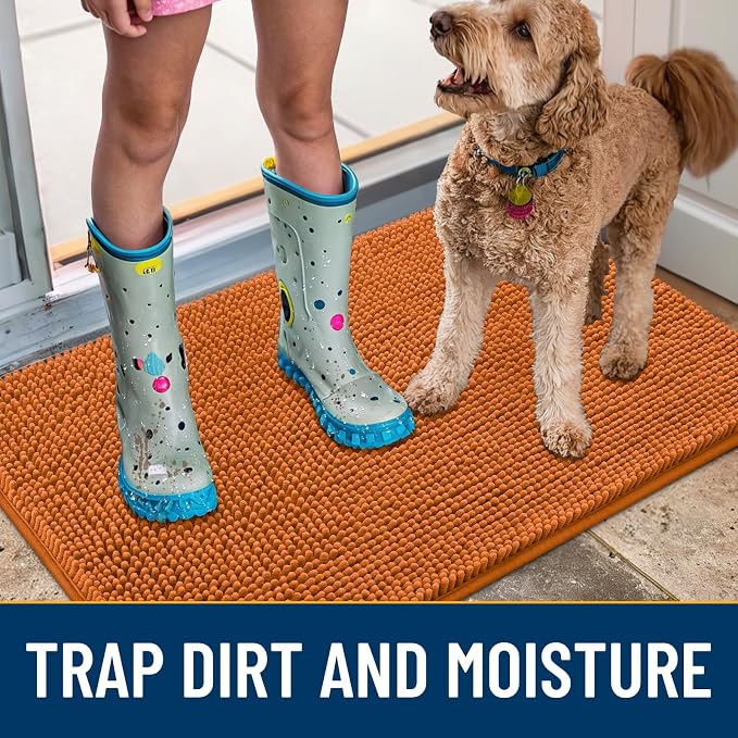 Smiry Dog Door Mat for Muddy Paws 59x35, Absorbent Dirt Trapper, Non-Slip
