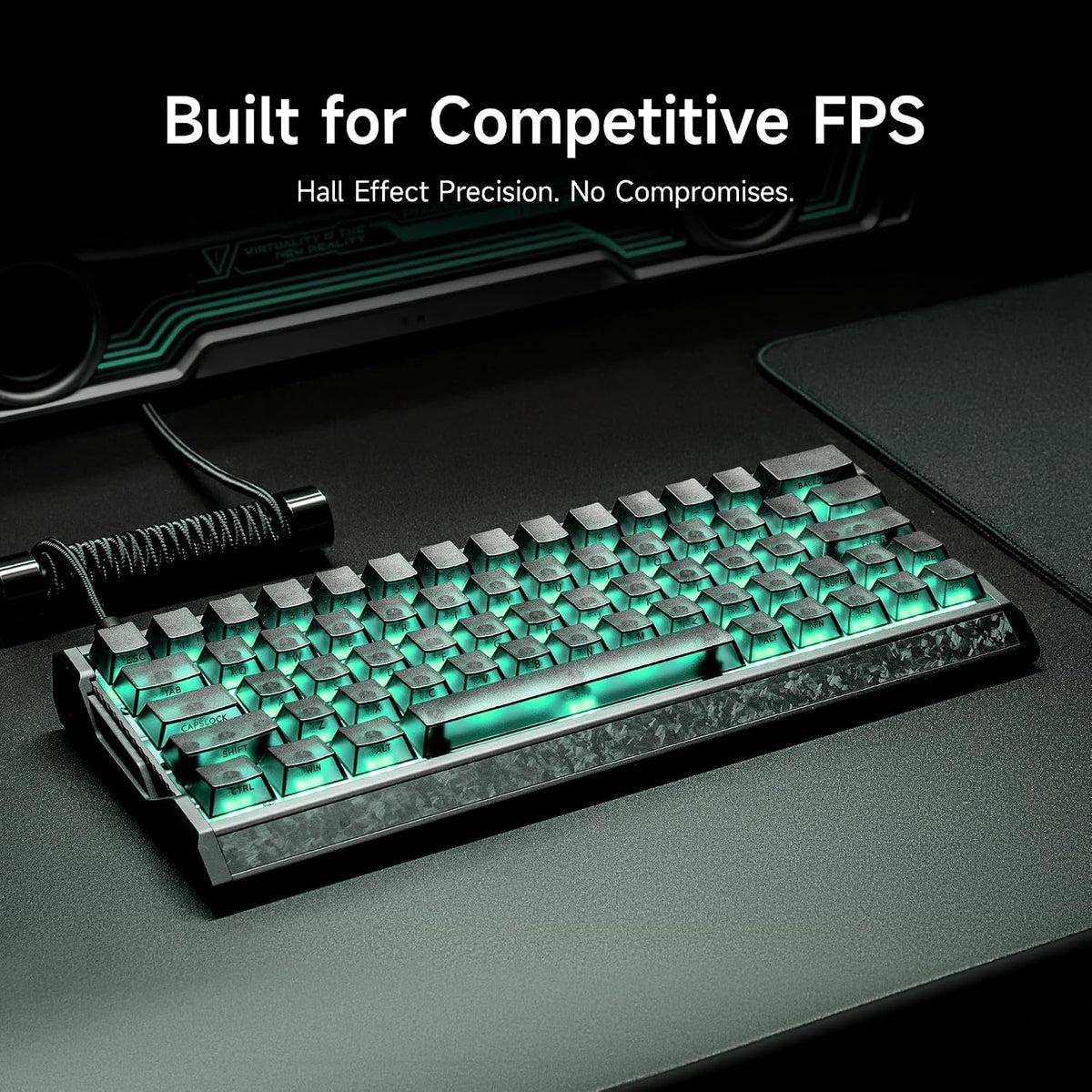 IQUNIX EV63 Hall Effect Gaming Keyboard 60% | Magnetic X Ultra Switch, 0.01mm Rapid Trigger, 0.125ms Latency, 8kHz Polling, Adjustable Actuation, Aluminum with Forged Carbon for FPS(Dark Knight)