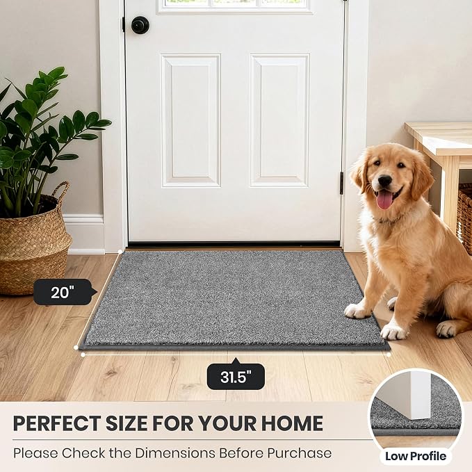 PURRUGS Dirt Trapping Door Mat 20" x 31.5", Non-Slip Machine Washable Entryway