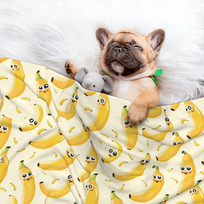 Waterproof Dog Blanket Soft Pet Blanket for Puppy Cat, Fleece Cat Throw Blankets for Furniture Bed Couch Sofa Reversible - Banana Fruit 3
