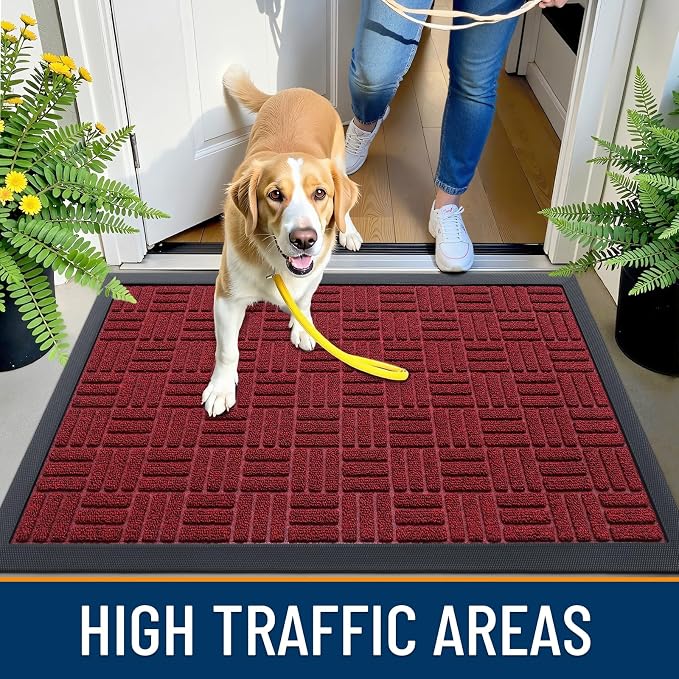 OLANLY Front Door Mat Outside Entrance 71x23, Heavy Duty Sturdy Natural Rubber