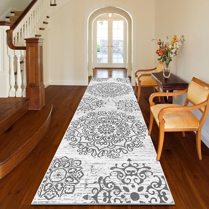 HEBE Hallway Runner Rug 3'x10' Washable Vintage Distressed Area Rugs Non Slip