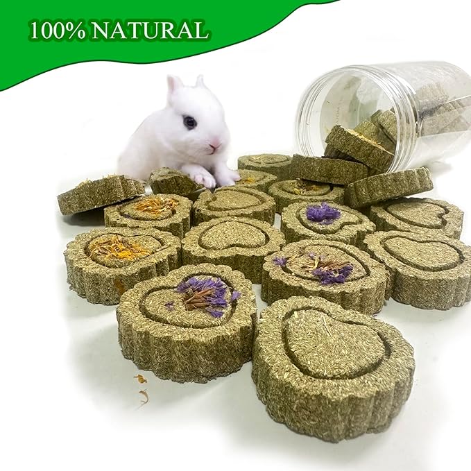Rabbit Chew Toys for Teeth, 18PCS Natural Timothy Hay Chew Toy, Improve Dental Health for Bunny/Chinchilla/Guinea Pig/Hamsters/Holland Lop, Small Rodent Pet Molar Teeth Treats Toys