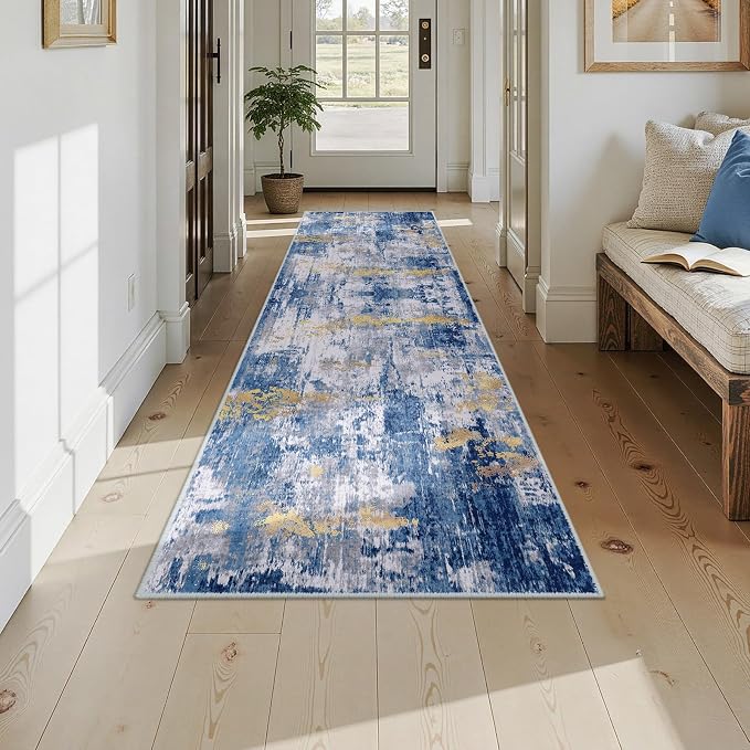 RELEANY Washable Area Rugs 2'6"x10 Non-Slip Modern Abstract Soft