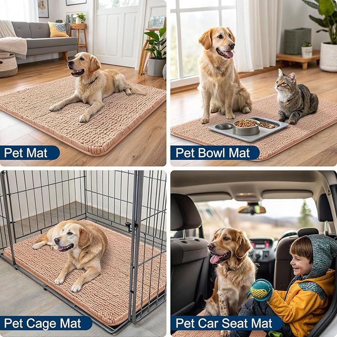 Smiry Dog Door Mat for Muddy Paws 47x24, Absorbent Dirt Trapper, Non-Slip