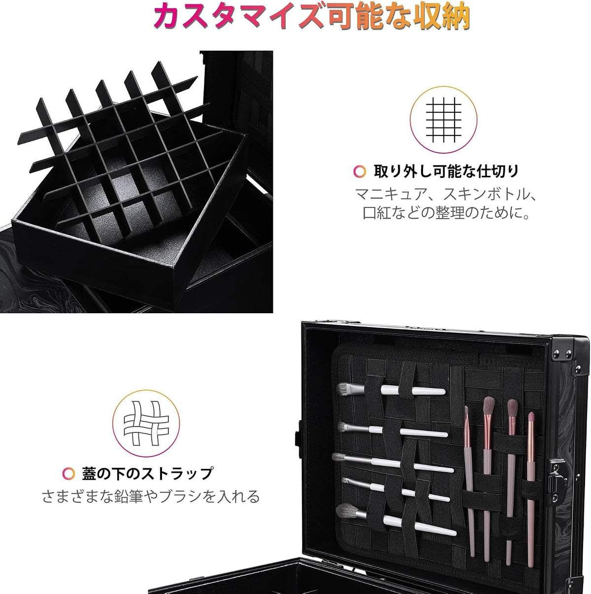 BYOOTIQUE Portable Manicure Table Foldable Nail Tech Desk w/4 Drawer