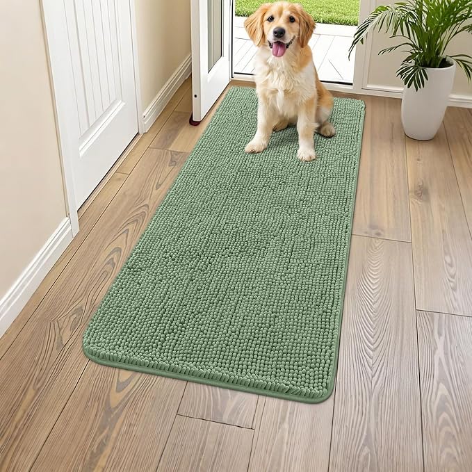 Smiry Dog Door Mat for Muddy Paws 47x24, Absorbent Dirt Trapper, Non-Slip