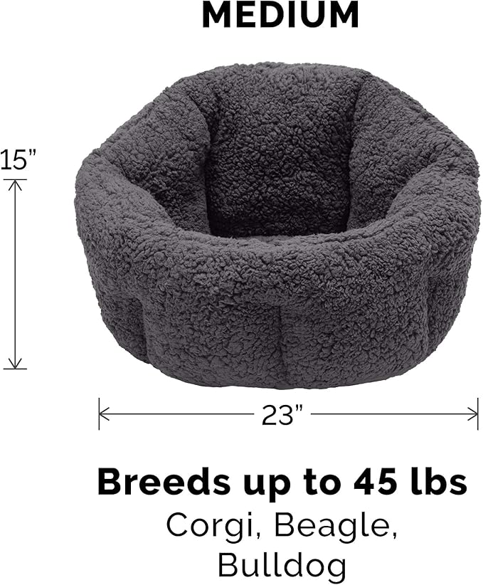 Furhaven 23" Round Self-Warming Pet Bed for Indoor Cats & Medium/Small Dogs, 100% Washable, For Pets Up to 45 lbs - Hi Lo Snuggle Terry Cuddler - Charcoal Gray, Medium