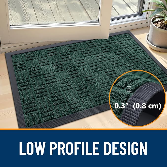 OLANLY Front Door Mat Outside Entrance 33x21, Heavy Duty Sturdy Natural Rubber