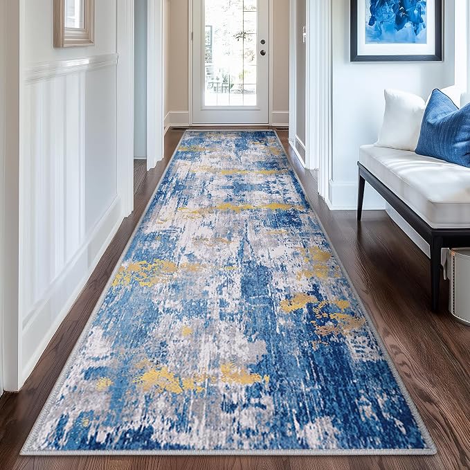 RELEANY Washable Area Rugs 2'x6' Non-Slip Modern Abstract Soft