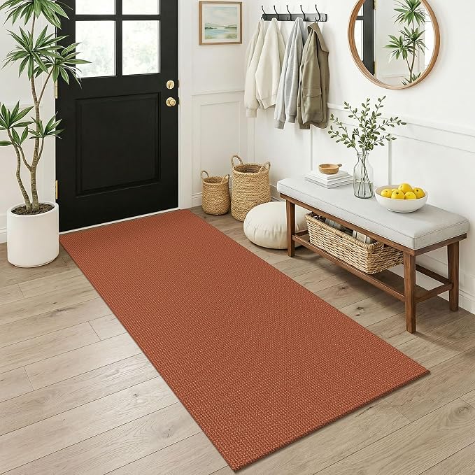 KOZYFLY Orange 3x6 Washable Runner Rug, Non Slip Wide Runners