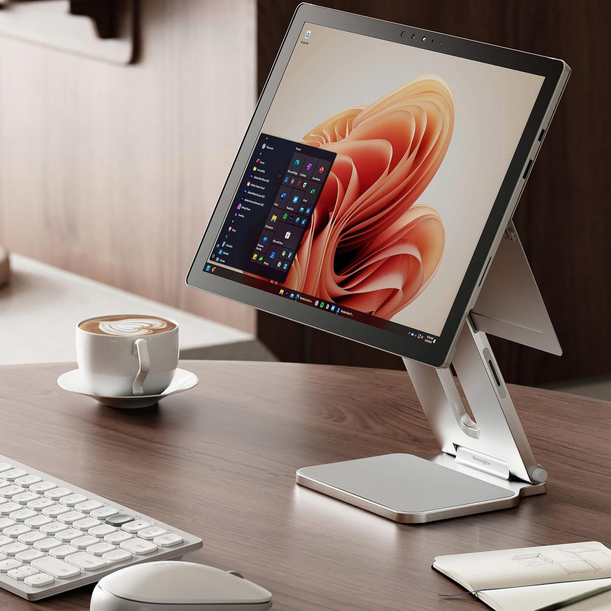 Kensington Elevated Stand for Surface Pro and Surface Go, Stand for Desk, Non-Skid Tablet Holder Designed for Surface Pro, Silver (K58277WW)