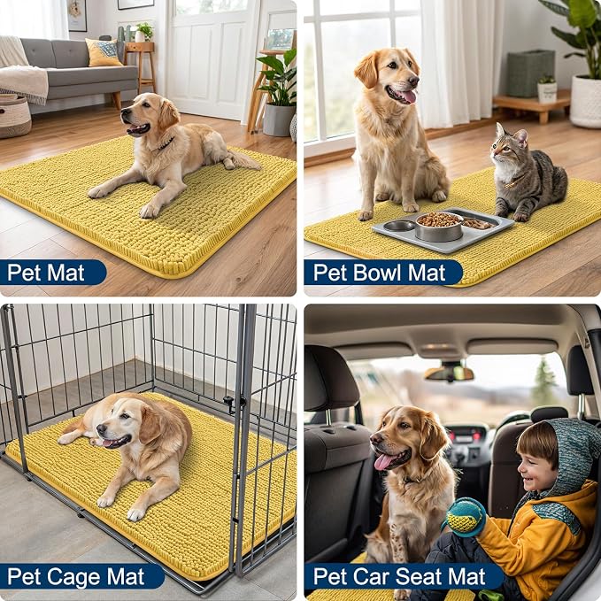 Smiry Dog Door Mat for Muddy Paws 30x20, Absorbent Dirt Trapper, Non-Slip