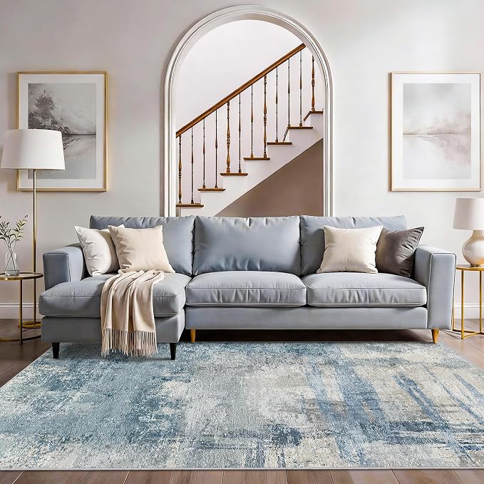 Modern Abstract 4x8 Area Rug: Wide Rugs