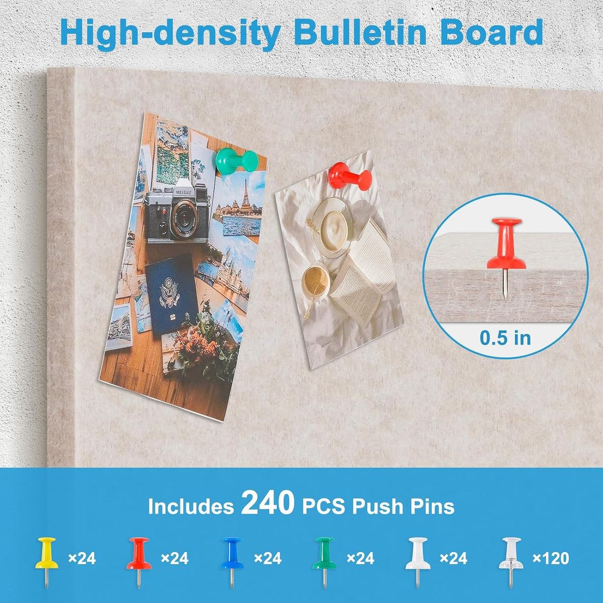 DOLLAR BOSS Felt Cork Board Tiles, 24 Pcs 12" x 12" Bulletin Board, Beige