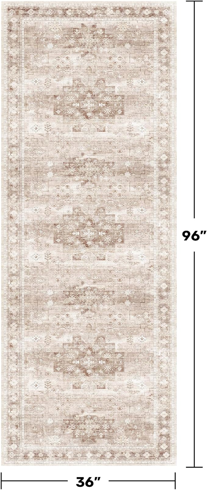 Beige Washable 8ft Long Runners