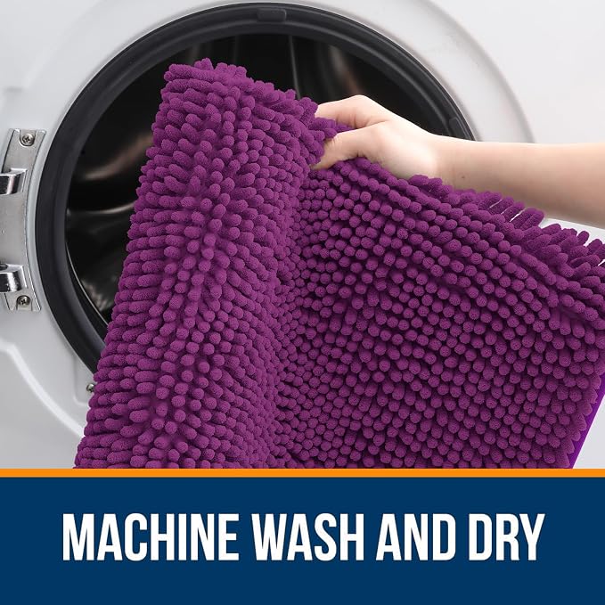 OLANLY Bathroom Rugs 32x20, Extra Soft Absorbent Chenille Bath Rugs, Rubber