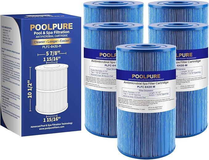 POOLPURE PLFC-6430-M Spa Filter Replaces Watkins 31489, Compatible Pleatco