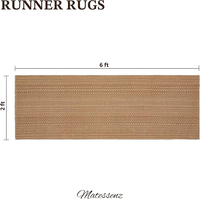 MatEssenz 2x6 Washable Runner Rug, Textured Natural Woven Low-Profile Hallway