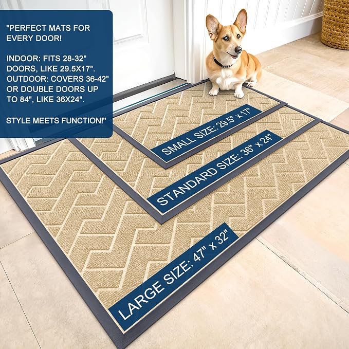 OLANLY Front Door Mat Indoor Outdoor Entrance, Waterproof All-Season,