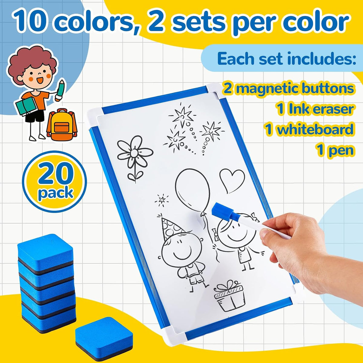 20 Pack 8'' x 12'' Hanging Magnetic Dry Erase Board Small Dry Erase Board