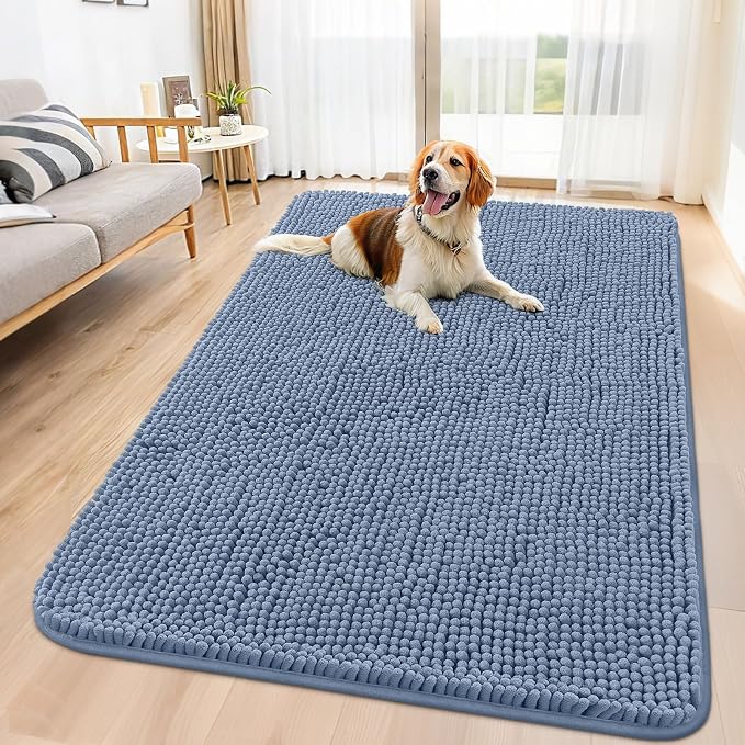 Smiry Dog Door Mat for Muddy Paws 59x35, Absorbent Dirt Trapper, Non-Slip