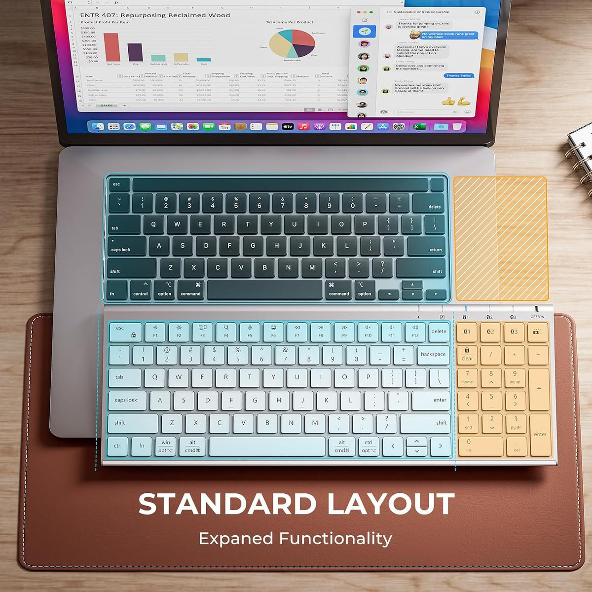iClever BK10 SE Bluetooth Keyboard for Mac, Slim Full-Size Keyboard, Silver