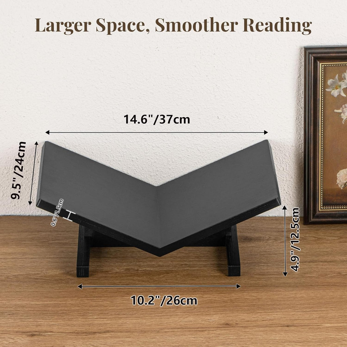 PUERSI Open Display Stand, Wooden Large Book Holder, Coffee Table Stand