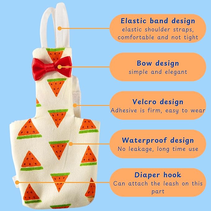 Birds Pigeon Diaper Pants Harness and Leash, Bird Diapers for Pigeons and Leash Harness, Diapers for Birds Cockatiel Parrot, Parakeet Diaper, Pigeon Pants, Parrot Clothes for Bird (XL-Watermelon)