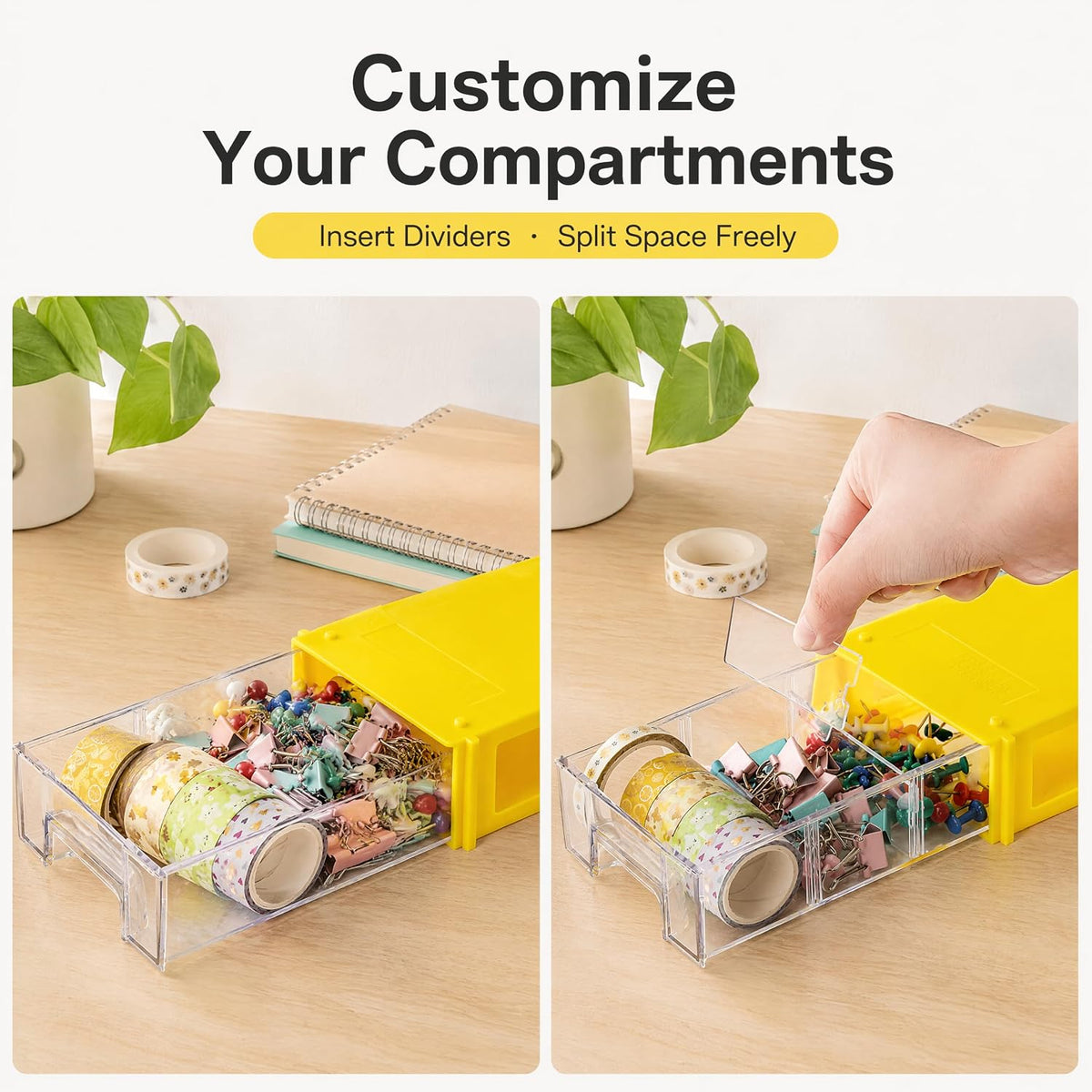Goaste 20 Pack Drawer Stacking Storage Cabinet, Plastic Desktop Drawer Closet, Small Parts Screw Craft Organizer Container with 40 PCS Clear Dividers & 20 PCS Tag Cards for Home Office School Items
