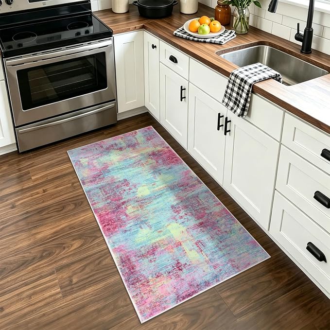 IOHOUZE Abstract Runner Rug 2x4 Ft Entryway Rugs Washable Door Mat Indoor