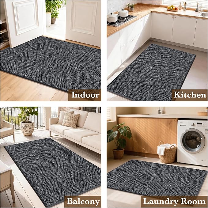 Indoor Door Mat 30"x47" Large, Low-Profile Welcome Front Door Mat Indoor