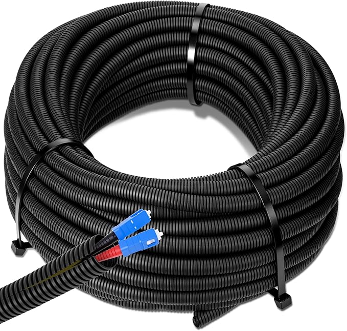 Sasylvia Split Wire Loom Cord Protector Tubing Split Conduit Protector Tubing Convoluted Tube Flexible Electrical Wire Cover Protective Sleeves(1/4" X 150 ft,Black)