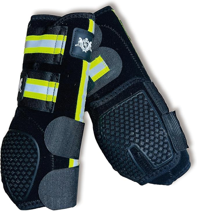 RS Premium Design Gold Line Horse Boots | Comfortable, Protective & Shock Absorber | Sport Boots for Horses Best for Jump Training | Ok Fabric 1682D Provides Ultimate Flexibility