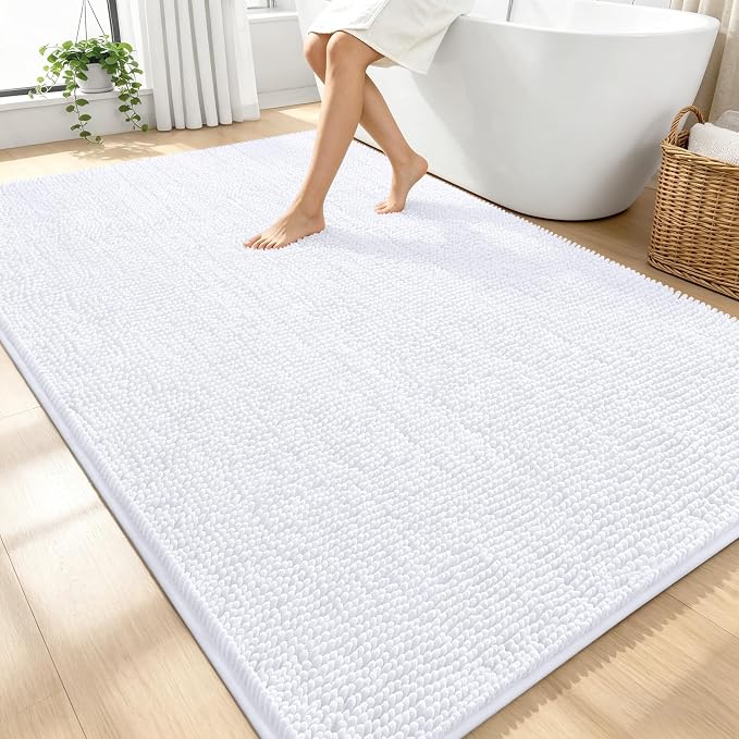 OLANLY Large Bathroom Rugs 70x46, Extra Soft Absorbent Chenille Bath Rugs