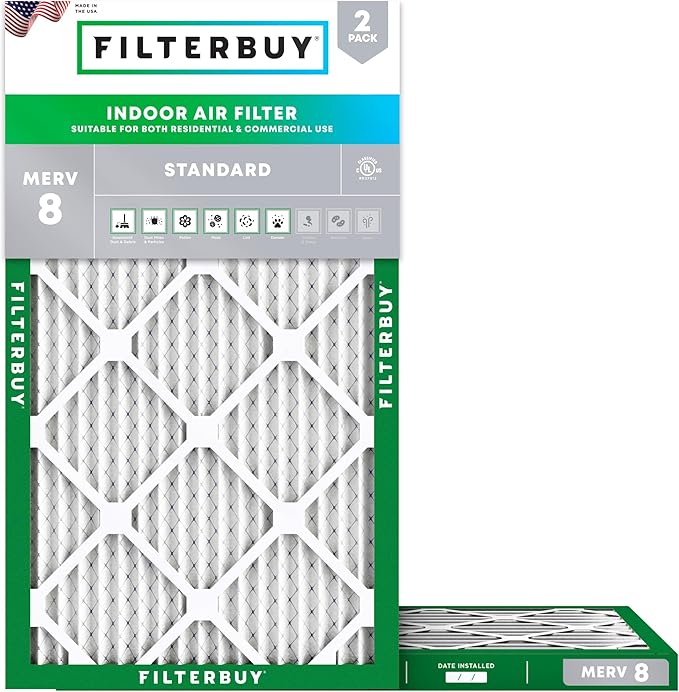 Filterbuy 10x18x1 Air Filter MERV 8 Essential Dust & Allergy Defense,