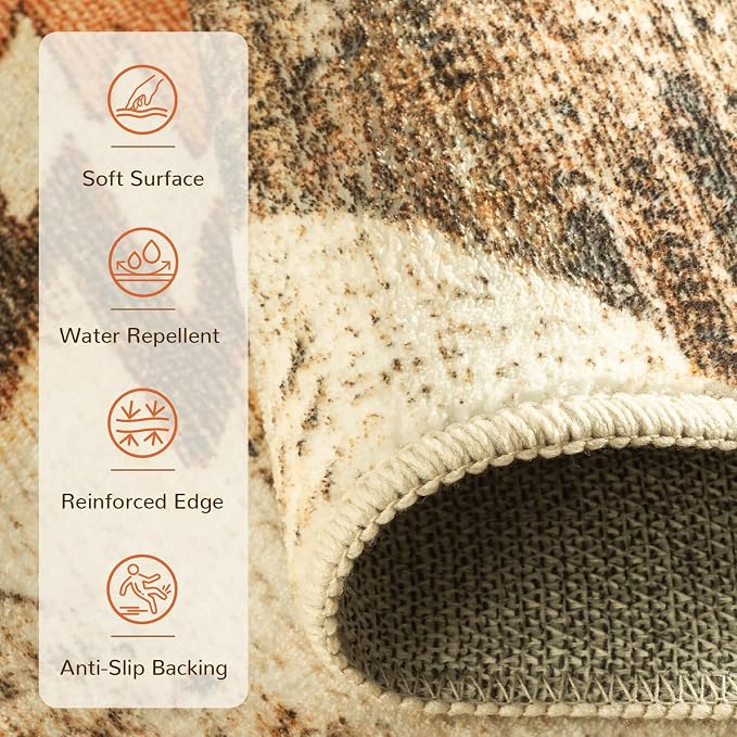 BESTSWEETIE Area Rug 2x10 Rug Machine Washable Non-Slip Low Pile Print Pattern