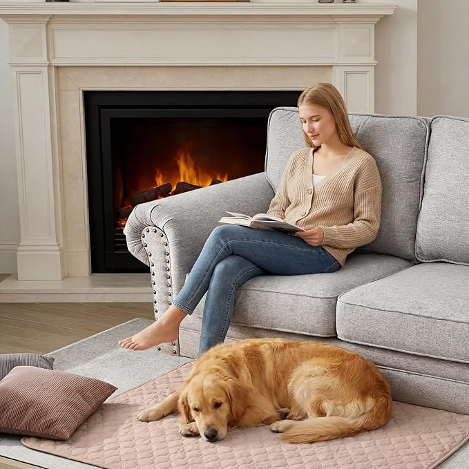 Waterproof Dog Bed Cover Pet Blanket Sofa Pet Bed Mat,Leak Proof Washable Incontinence Mattress Protectors,Suitable for People Who Cannot Take Care of Themselves,52x82 Inch Khaki
