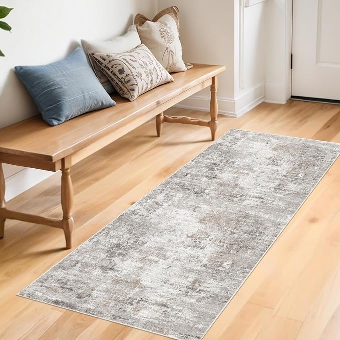 2x5 Rug Runner Non-Slip Washable – Modern Neutral Abstract Small Rug