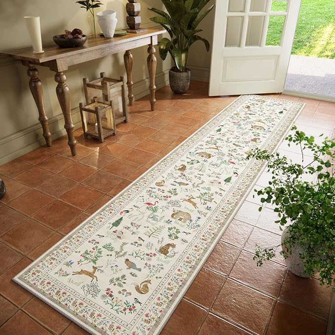 Machine Washable Kitchen Runner Rugs: 2'x10' Hallway Runner Non Slip Low Pile